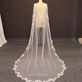 Svadobné svadobné šaty Perlový šál Závoj s čipkou - Strana 1