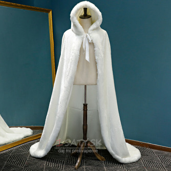 Zima s kapucňou dlhý plášť teplý plyšový šál biely hustý plášť - Strana 1