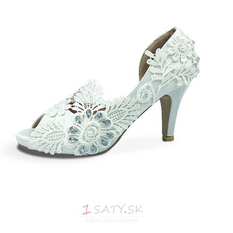 Saténové veľké svadobné topánky čipkované kvetinové vysoké podpätky svadobné topánky topánky pre družičku - Strana 3