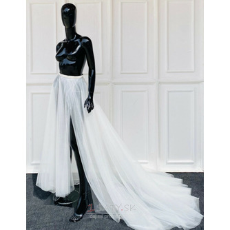 Odnímateľná svadobná sukňa Dlhá tylová sukňa s rozparkovanou tylovou sukňou s vlečkou - Strana 1