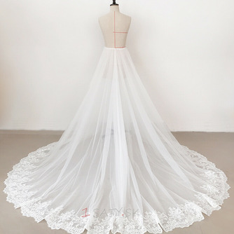 Odnímateľné svadobné šaty tylová sukňa Odnímateľné čipkované gázové šaty s dlhým chvostom - Strana 4