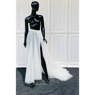 Odnímateľná svadobná sukňa Dlhá tylová sukňa s rozparkovanou tylovou sukňou s vlečkou - Strana 5