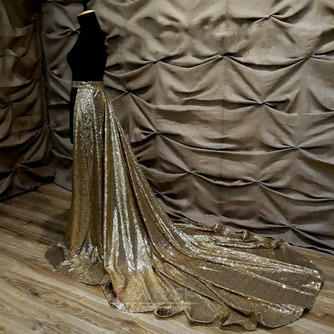 Flitre vlečka sukňa odopínacia sukňa vlečka zlaté šaty svadobné odopínacia sukňa svadobné šaty vlastná veľkosť - Strana 1