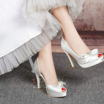 Svadobné topánky s otvorenou špičkou, saténové nepremokavé topánky na vysokom podpätku, svadobné vysoké podpätky - Strana 4