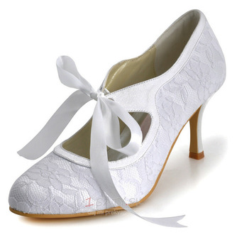 Biele čipkované svadobné topánky z čipky a vysoké lodičky na vysokom podpätku - Strana 2
