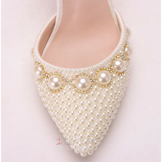 Sandále na vysokom podpätku korálkové kamienkové sandále biele svadobné topánky - Strana 7