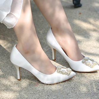 Svadobné topánky na vysokom podpätku s perličkami a biele saténové svadobné topánky - Strana 3