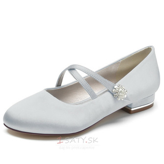 Svadobné balerínkové topánky s okrúhlou špičkou Elegantné spoločenské topánky na svadobnú párty Denné svadobné topánky - Strana 12
