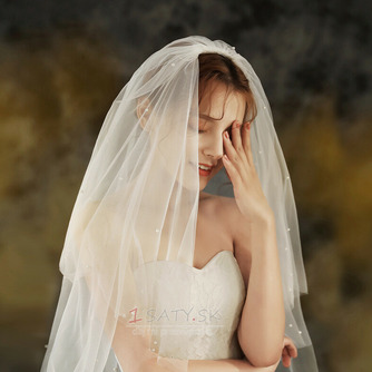Jednoduchý svadobný závoj nevesta svadobná čelenka fotoateliér foto závoj dvojitý objednávka perlový závoj - Strana 4