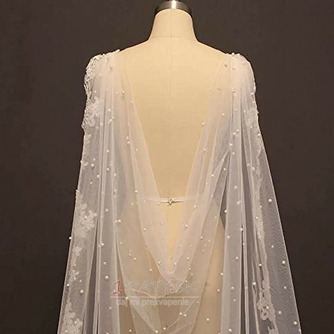 Svadobné svadobné šaty Perlový šál Závoj s čipkou - Strana 4
