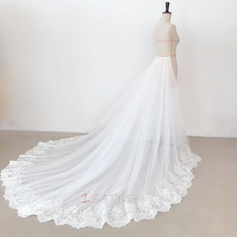 Odnímateľné svadobné šaty tylová sukňa Odnímateľné čipkované gázové šaty s dlhým chvostom - Strana 1