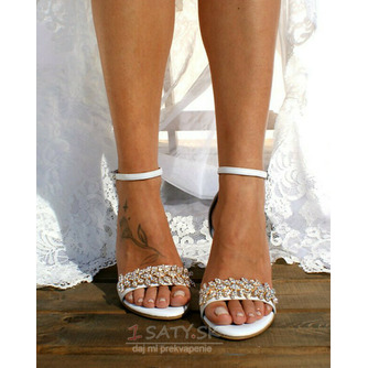 Veľkoformátové sandále na vysokom podpätku, saténové a štrasové dámske svadobné topánky na vysokom podpätku - Strana 5