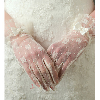 Svadobné rukavice Žiaduce priehľadné krátke dekorácie Slonovina - Strana 1
