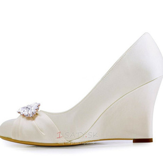 10 cm vysoké podpätky na klinovom podpätku, hrubé dámske topánky a svadobné topánky na lodičke s veľkosťou - Strana 2