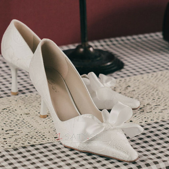 Špicaté jednoduché topánky biela čipka topánky družičky svadobné topánky - Strana 4