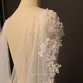 Svadobné svadobné šaty Perlový šál Závoj s čipkou - Strana 3