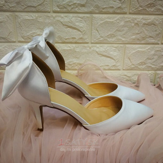 Biele svadobné topánky saténové svadobné topánky vysoké podpätky jesenné a zimné modely - Strana 4