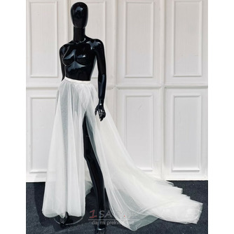 Odnímateľná svadobná sukňa Dlhá tylová sukňa s rozparkovanou tylovou sukňou s vlečkou - Strana 3