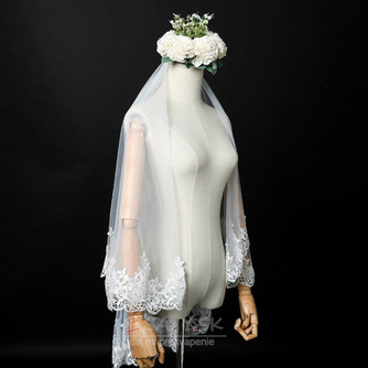 Svadobný závoj elegantný krátky závoj skutočný fotografický závoj jedna vrstva bieleho svadobného závoja zo slonoviny - Strana 3