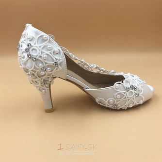Svadobné topánky zo saténovej čipky s drahokamovými ihličkovými svadobnými topánkami ručne vyrábané svadobné topánky - Strana 3