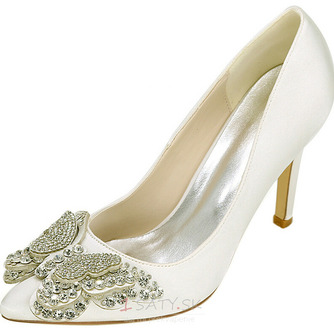 Drahokamu saténové svadobné topánky biele svadobné topánky svadobné topánky - Strana 2