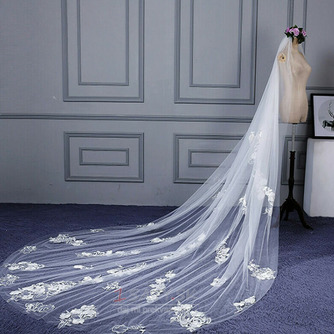 Svadobné svadobné nádherný závoj čipkovaný závoj s dlhým závojom luxusný svadobný závoj - Strana 3
