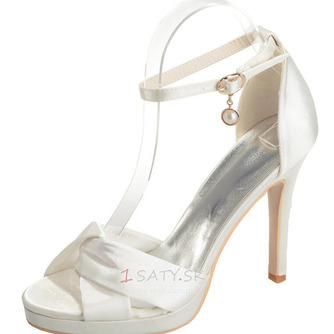 Saténové svadobné dámske topánky s platformou na vysokom podpätku s otvorenými špičkami na sandále - Strana 2