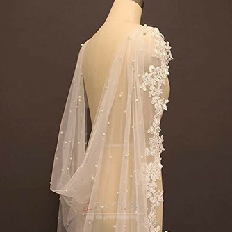 Svadobné svadobné šaty Perlový šál Závoj s čipkou - Strana 5