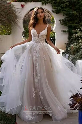 Pláž Formálne Tyl Zamiesť vlak Chýbať V krku Nevestin obleko - Strana 1