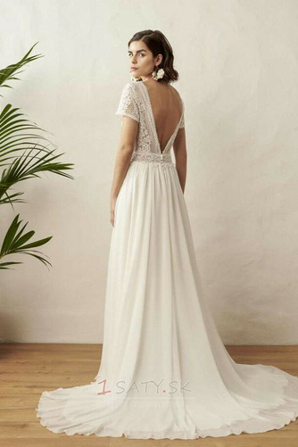 Krátke rukávy A Riadok Jeseň Prírodné pása Sexy Svadobné šaty - Strana 2