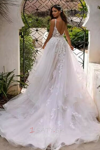 Pláž Formálne Tyl Zamiesť vlak Chýbať V krku Nevestin obleko - Strana 2