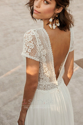 Krátke rukávy A Riadok Jeseň Prírodné pása Sexy Svadobné šaty - Strana 4