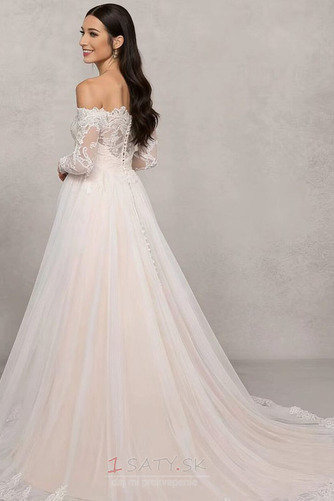 Dlhými rukávmi Elegantné Impéria Off rameno Čipka Svadobné šaty - Strana 4