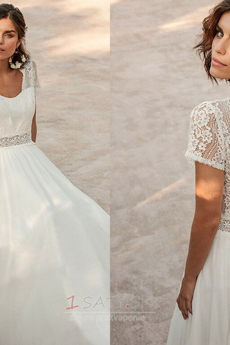 Krátke rukávy A Riadok Jeseň Prírodné pása Sexy Svadobné šaty - Strana 5