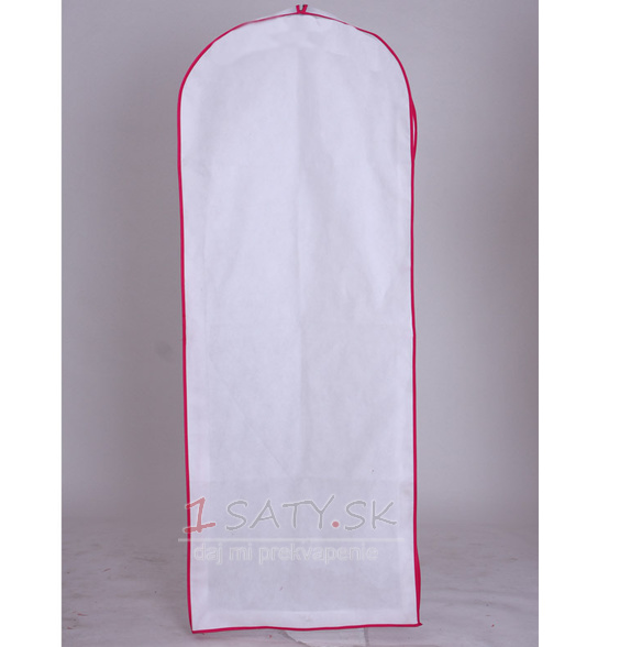 Biela netkaná veľká taška na obliekanie prachových šiat s dlhým prachotesným krytom