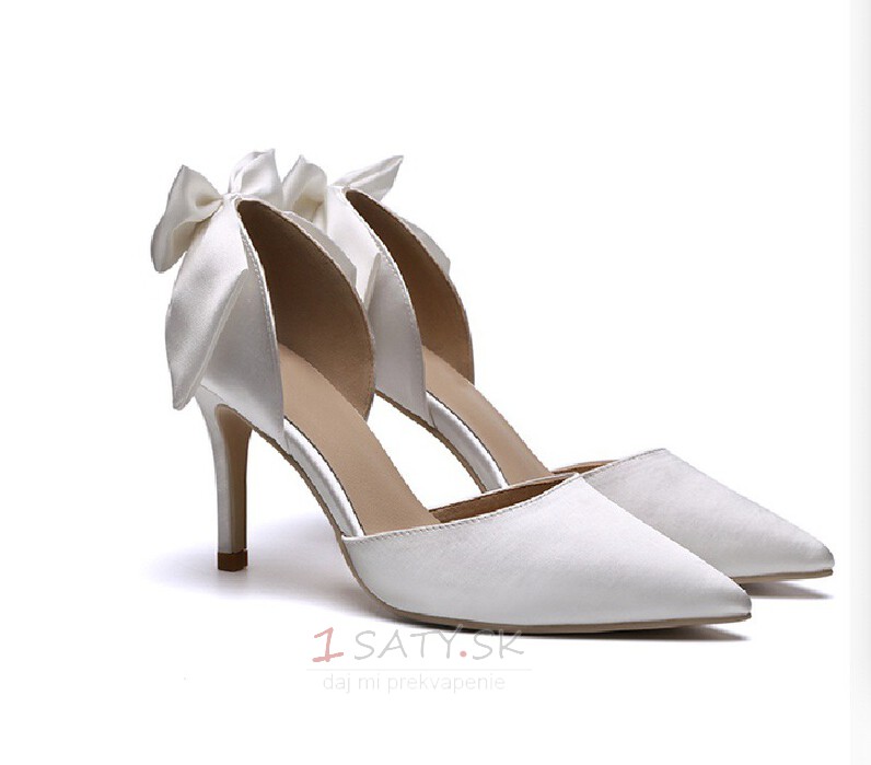 Biele svadobné topánky saténové svadobné topánky vysoké podpätky jesenné a zimné modely
