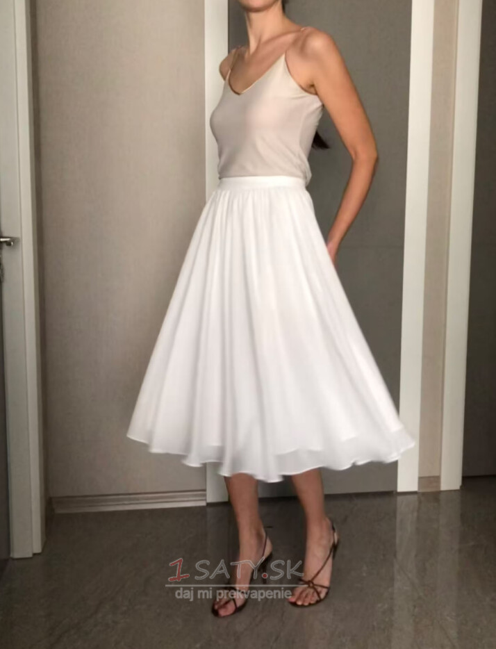 Dámska šifónová sukňa Svadobná sukňa Družička splývavá Svadobné Čajová dĺžka krátka svadobná sukňa 68CM