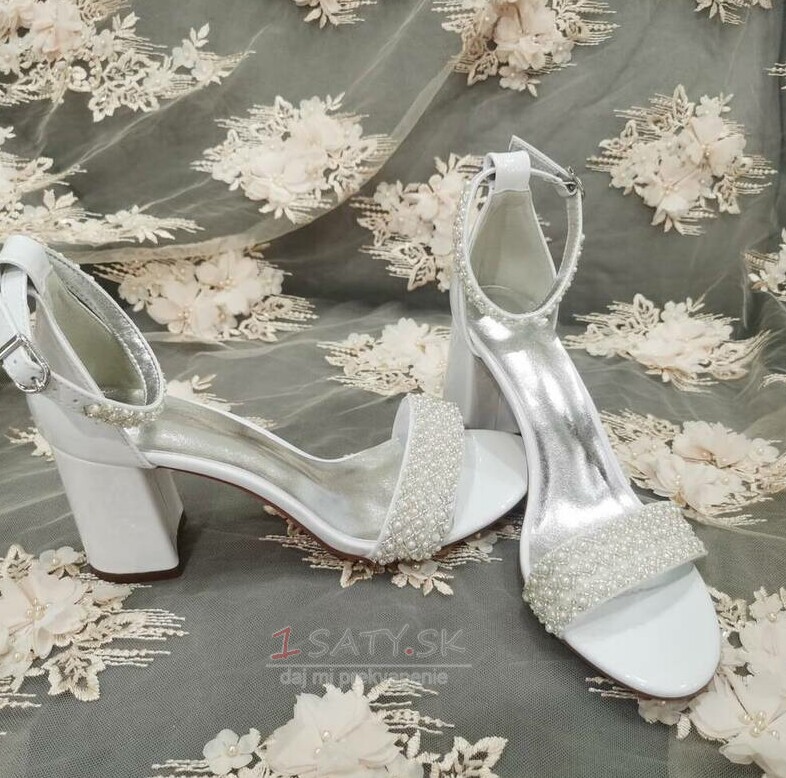 Dámske sandále na vysokom podpätku perlové svadobné sandále banketové sandále