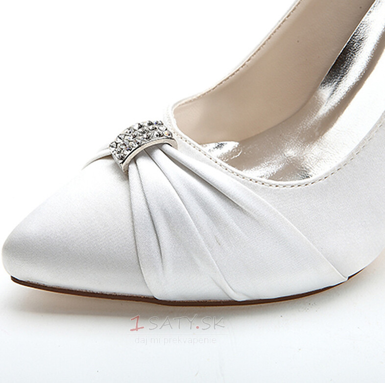 Dámske špičaté svadobné topánky módne vysoké podpätky drahokamu saténové topánky