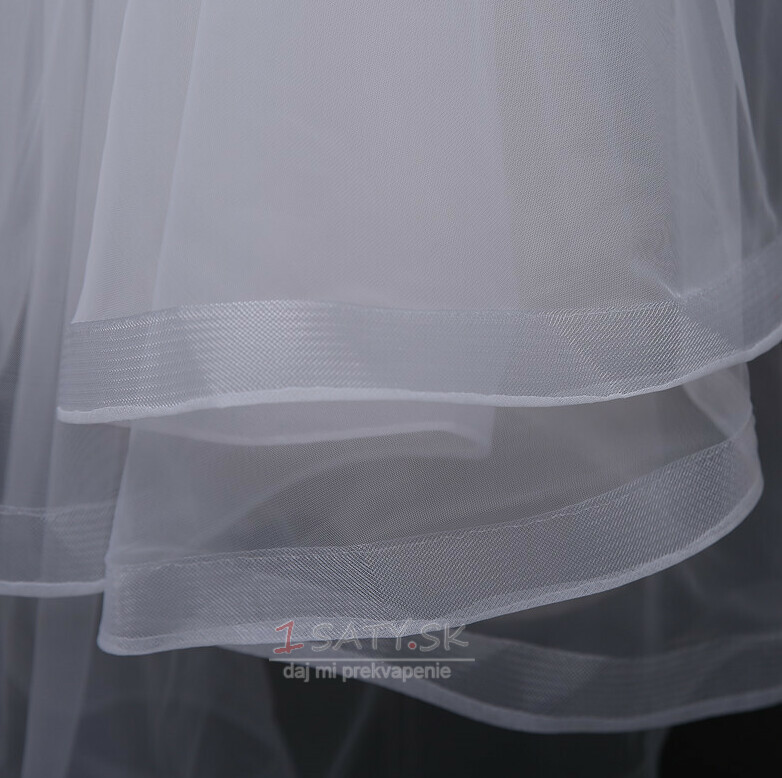 Dvojitý závoj svadobného závoja s krátkym rukávom a sieťovým lemom
