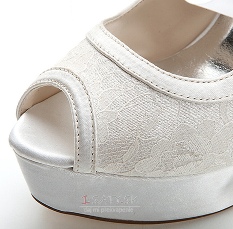 Elegantná čipka s vysokými podpätkami vodotesná platforma dámska obuv saténové remienky banketové svadobné topánky módne topánky
