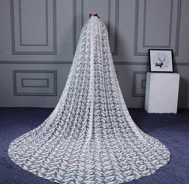 Ivory Bridal Veil 3m Feather Svadobné doplnky Závoj Fantastický svadobný závoj