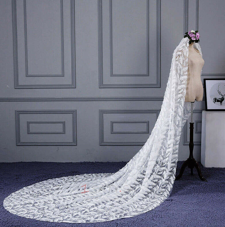 Ivory Bridal Veil 3m Feather Svadobné doplnky Závoj Fantastický svadobný závoj