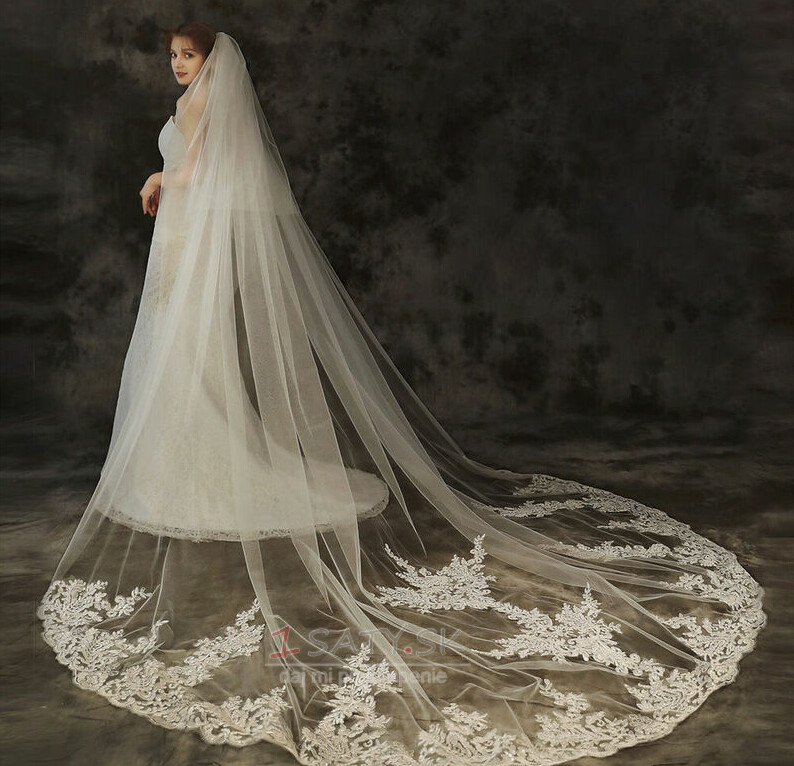 Krajkové závojové svadobné šaty so závojom, čelenka, svadobný čipkovaný závoj, svadobné doplnky