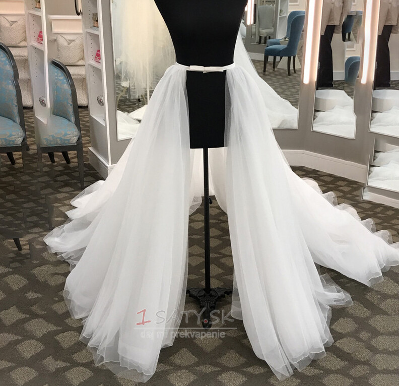 Odnímateľná sukňa na svadobné šaty Organza Kaplnka Vláčik Predná štrbina Odnímateľná vlečka pre nevestu