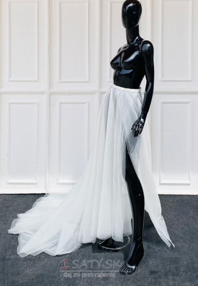 Odnímateľná svadobná sukňa Dlhá tylová sukňa s rozparkovanou tylovou sukňou s vlečkou
