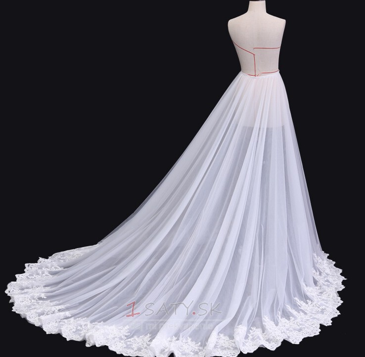 Odnímateľné svadobné šaty tylová sukňa Odnímateľné čipkované gázové šaty s dlhým chvostom