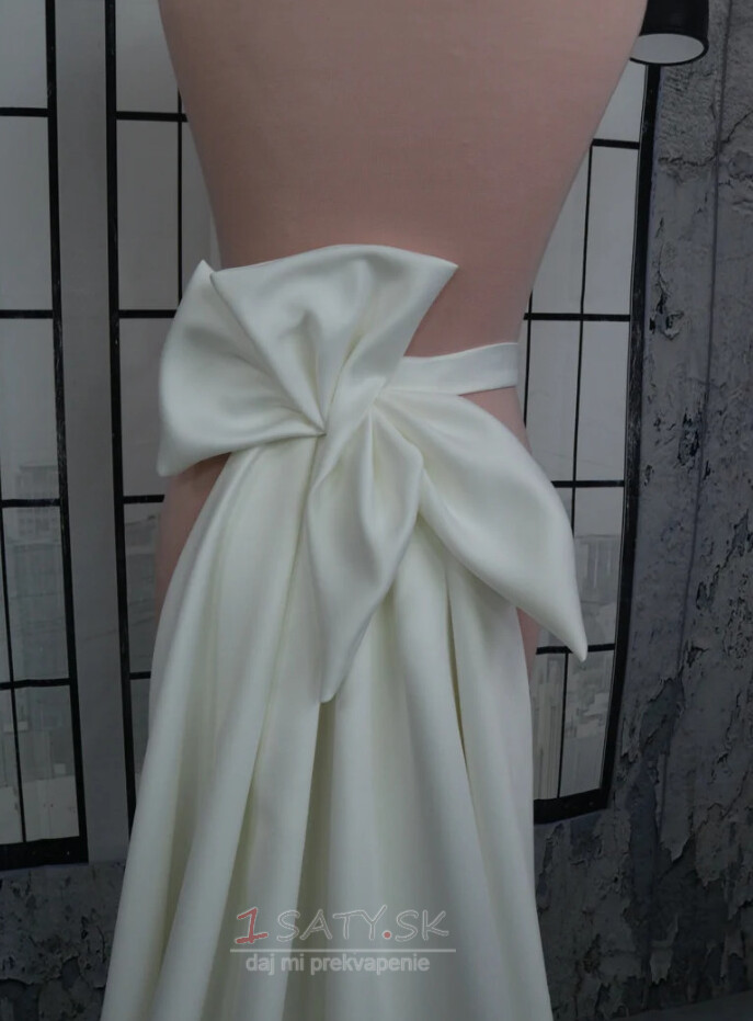 Odnímateľný vláčik s mašľou Svadobný vláčik Svadobná sukňa samostatná sukňa Saténová Svadobná odnímateľná vláčik