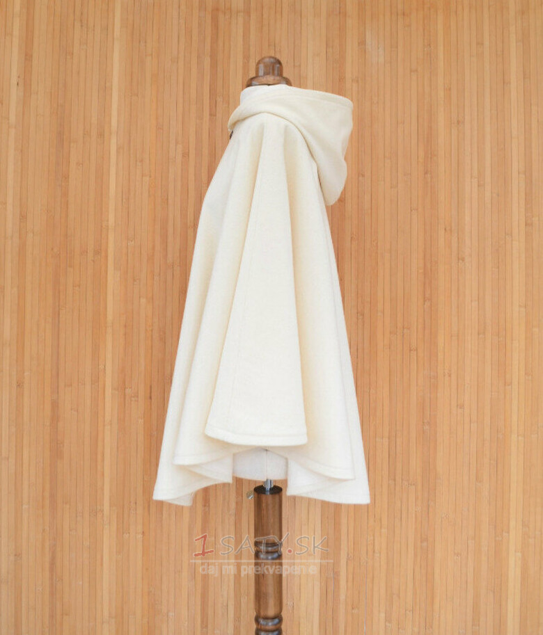 Plášť z kašmírovej vlny zo slonoviny, biely svadobný plášť, biely svadobný plášť s kapucňou