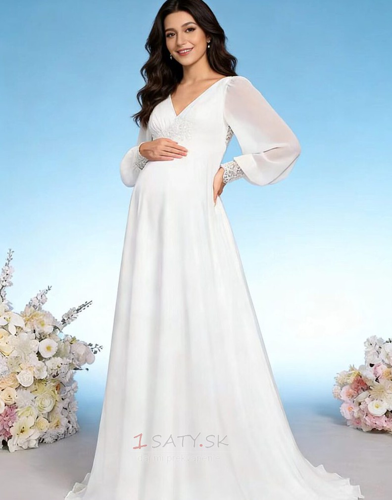 Ríša Materstvo Čalúnené Zamiesť vlak V krku Pružina Svadobné šaty Ríša Materstvo Čalúnené Zamiesť vlak V krku Pružina Svadobné šaty